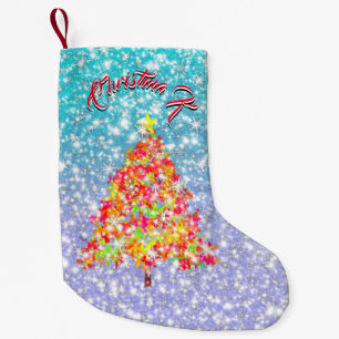 Meia De Natal Pequena Árvore de Natal com Flocos de Neve Sparkles