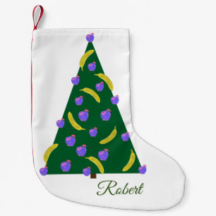 Meia De Natal Pequena Árvore de Natal de pop Art com Maçãs e Bananas