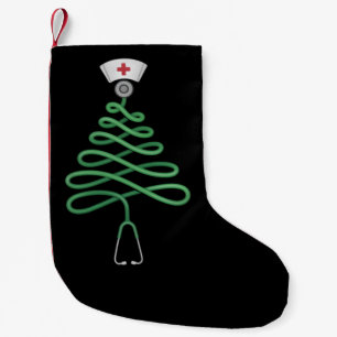 Meia De Natal Pequena Árvore de Natal Estetoscópio Enfermeira Roupa de T