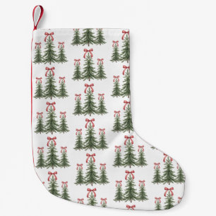 Meia De Natal Pequena Árvore de Natal Laço Vermelho Retro Feliz Natal