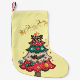 Meia De Natal Pequena Árvore de Natal Moderna Colorida