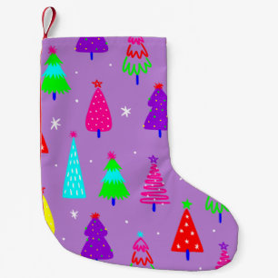 Meia De Natal Pequena árvore de natal roxa pop art colorido