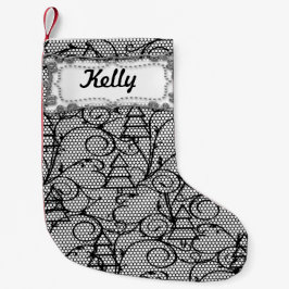 Meia De Natal Pequena Árvore de rendas brancas e pretas ou estoque do ma