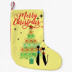 Meia De Natal Pequena Árvore Legal de Natal de Gato da Era Atômica