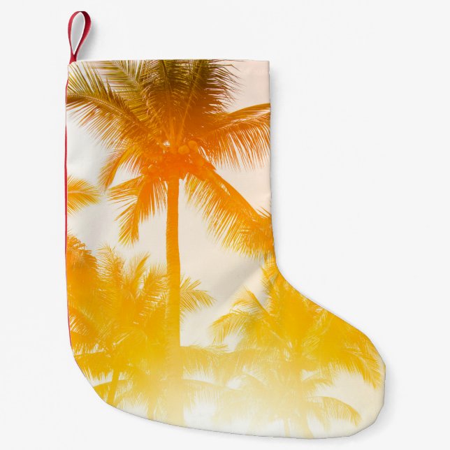 Meia De Natal Pequena Árvores de coco verdes (Frente)