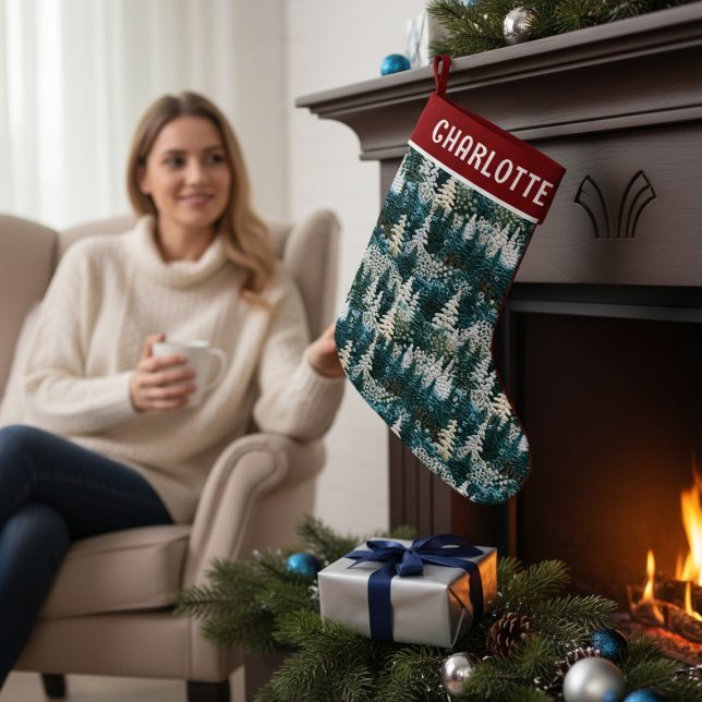 Meia De Natal Pequena Árvores de Natal Bordadas Personalizadas (Criador carregado)