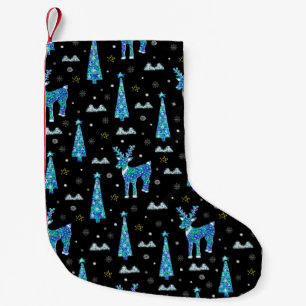 Meia De Natal Pequena Árvores de Natal, flocos de neve de renas. Ilhus