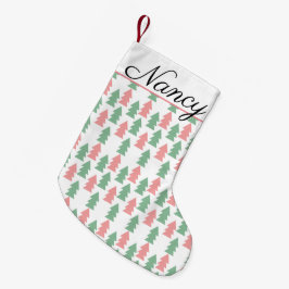 Meia De Natal Pequena Árvores de Natal Modernas Rosa Verde