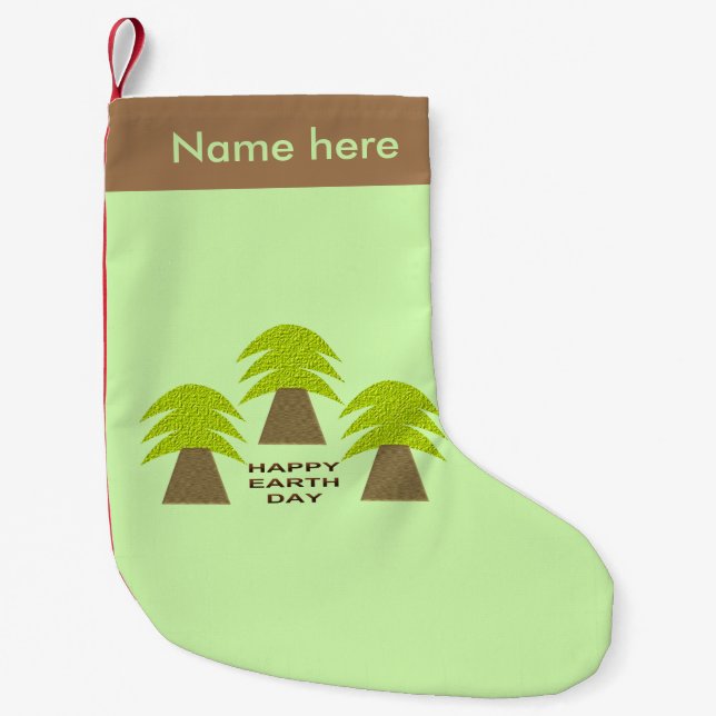 Meia De Natal Pequena Árvores do Dia da Terra Personalizadas (Frente)