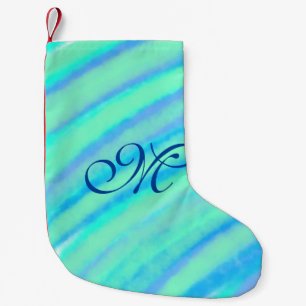 Meia De Natal Pequena As linhas de cor verde azul-lacrimogênea adicionam