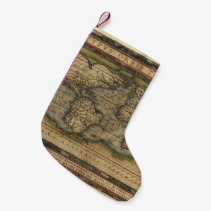 Meia De Natal Pequena Atlas da antiguidade do mapa do mundo do vintage