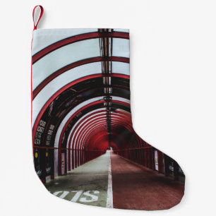MEIA DE NATAL PEQUENA ATUM DE VIDRO VERMELHO E BRANCO VAZIO