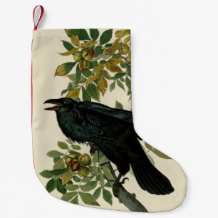 Meia De Natal Pequena Audubon Raven Bird Classic Trabalho de arte