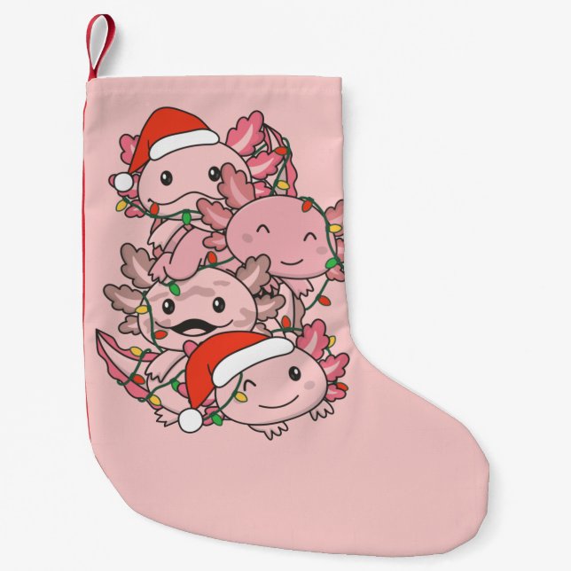 Meia De Natal Pequena Axolotl Natal Árvore Animais de Natal Axolots (Frente)