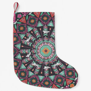 Meia De Natal Pequena Aztec Geométrico: Padrão Colorido do Círculo