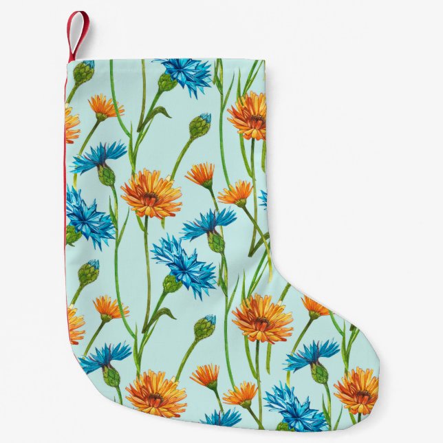 Meia De Natal Pequena Azul Cornflower Herb ou solteiro (Frente)
