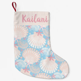 Meia De Natal Pequena Azul-Natal costeiro