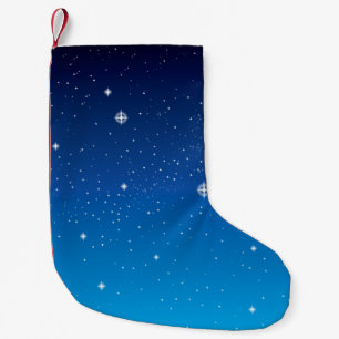 Meia De Natal Pequena Azul profundo céu noturno estrelado