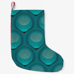 Meia De Natal Pequena Azulejo Azul de Penas Peacock Estilizadas