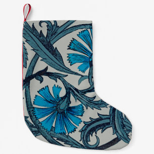 Meia De Natal Pequena Azulejo Decorativo Flor Antiga Azul Vintage Rústic