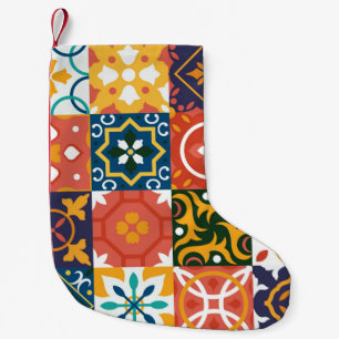 Meia De Natal Pequena Azulejos Vintage Fundo Vintage. Geom tradicional