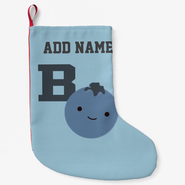 Meia De Natal Pequena B é para Blueberry (Frente)