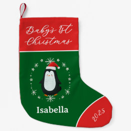 Meia De Natal Pequena Baby’s First Christmas Penguin 
