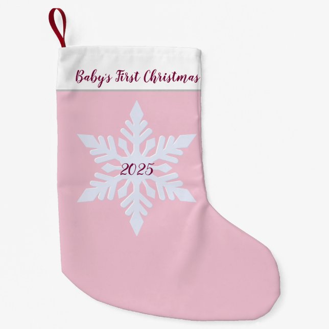 Meia De Natal Pequena Baby's First Christmas (Frente)