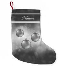 Balas de Natal de Cinza Prateada com Nome Personal