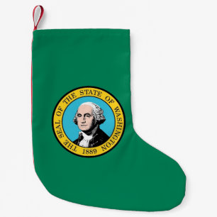 Meia De Natal Pequena Balcões de Natal com Bandeira do Estado de Washin