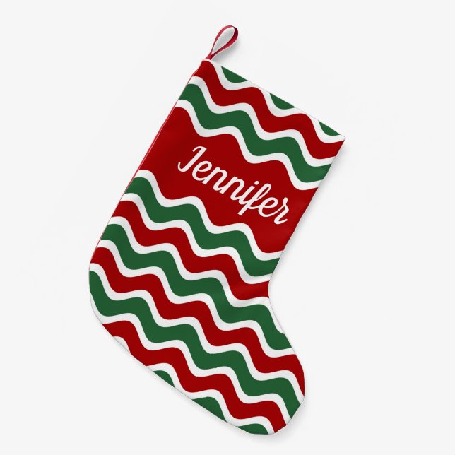 Meia De Natal Pequena Bandas Vermelhos Festivas Personalizadas (Frente (Pendurada))