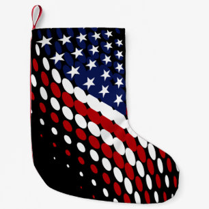 Meia De Natal Pequena Bandeira americana dos EUA da reticulação