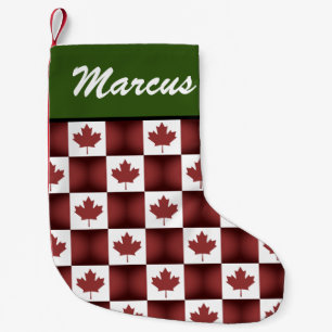 Meia De Natal Pequena Bandeira canadense personalizada do padrão de fol