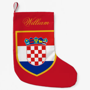 Meia De Natal Pequena Bandeira de Croatia personalizada