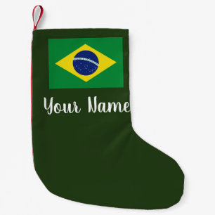 Meia De Natal Pequena Bandeira de Natal Personalizada Brasiliana