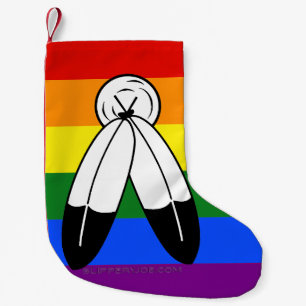 Meia De Natal Pequena bandeira do orgulho two-spirit de SlipperyJoe simb