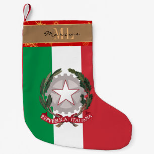 Meia De Natal Pequena Bandeira italiana, Itália, monograma, floco de nev