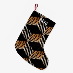 Meia De Natal Pequena Banheira de Natal Personalizada Zebra e Tigre