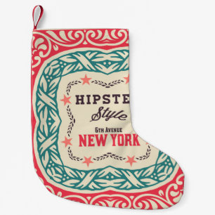 Meia De Natal Pequena Baroque ornaments and floral details, Hipster card
