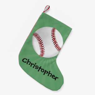 Meia De Natal Pequena Baseball personalizado em crianças verdes