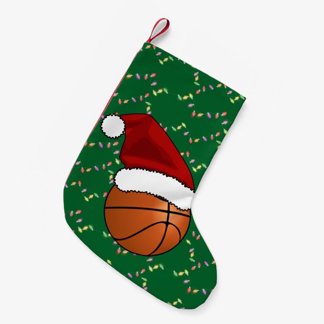 Meia De Natal Pequena Basquete de Natal e Hoop (Frente (Pendurada))