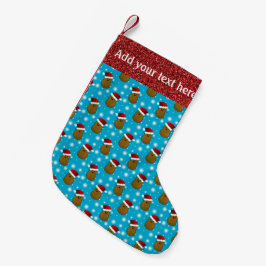 Meia De Natal Pequena Batata Feliz Natal Usando Um Chapéu de Papai Noel