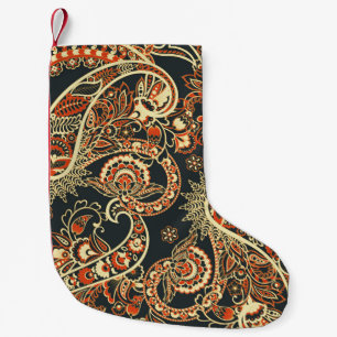 Meia De Natal Pequena Batik Paisley: Padrão De Vintage Sem Olho.