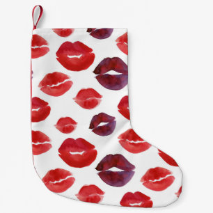 Meia De Natal Pequena Batom namorados, Impressão sem Costura de Aquarela