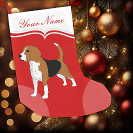Meia De Natal Pequena Beagle Dog Red Solid Personalizado