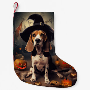 Meia De Natal Pequena Beagle Pumpkins Halloween Assustado