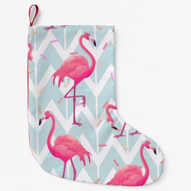 Meia De Natal Pequena Beautiful seamless tropical pattern with pink flam (Frente)