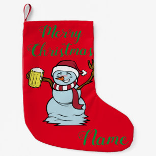Meia De Natal Pequena Bebado de cerveja Snowman Thunder_Cove
