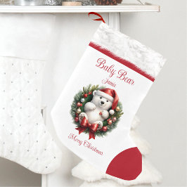 Meia De Natal Pequena Bebê Nome Do Urso Família Correspondendo Crianças
