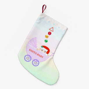 Meia De Natal Pequena Bebê Papai Noel Fofo em Cores Pastel